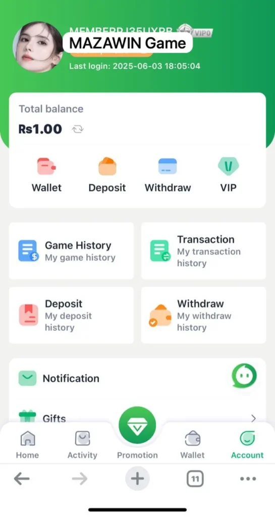 MAZA WIN Account